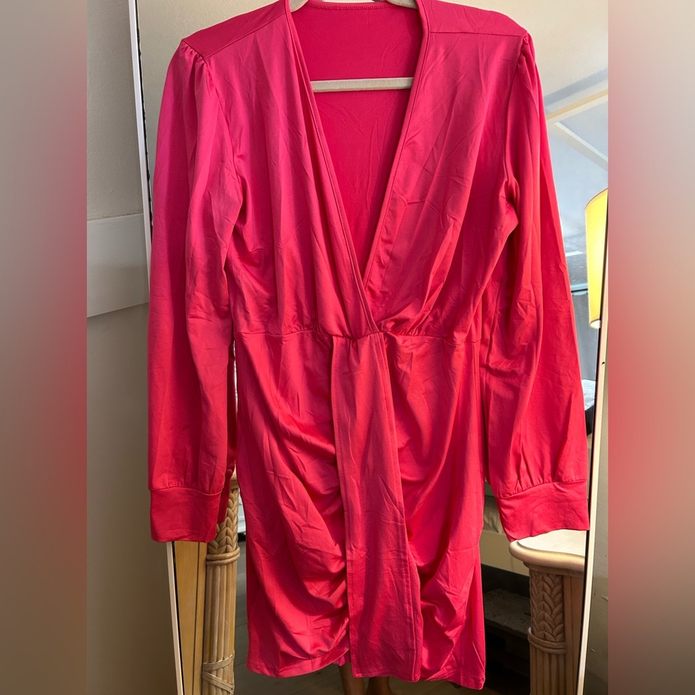 NEW HOT PINK Career Long sleeve Mini Dress XL
